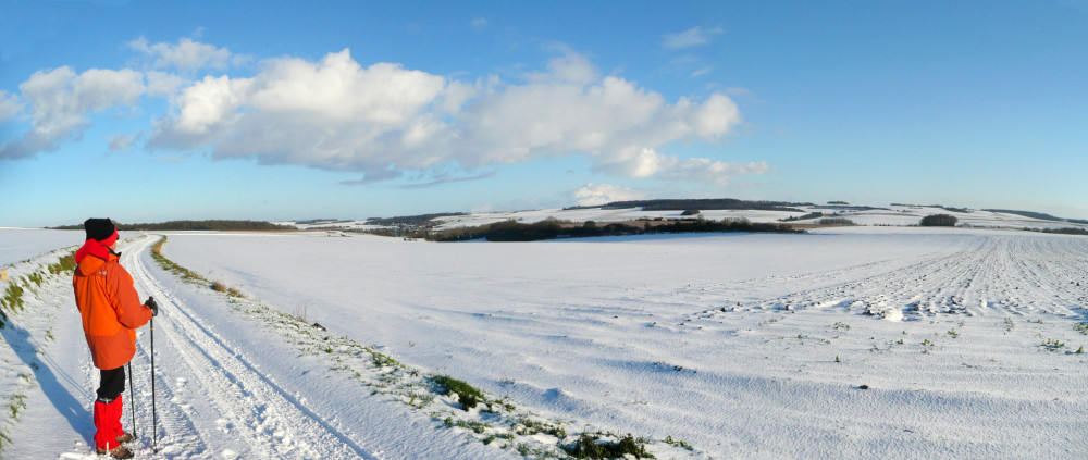 La neige a transformé le paysage et apporte à la plaine calme et sérénité. Près de Neuville les Loeuilly.