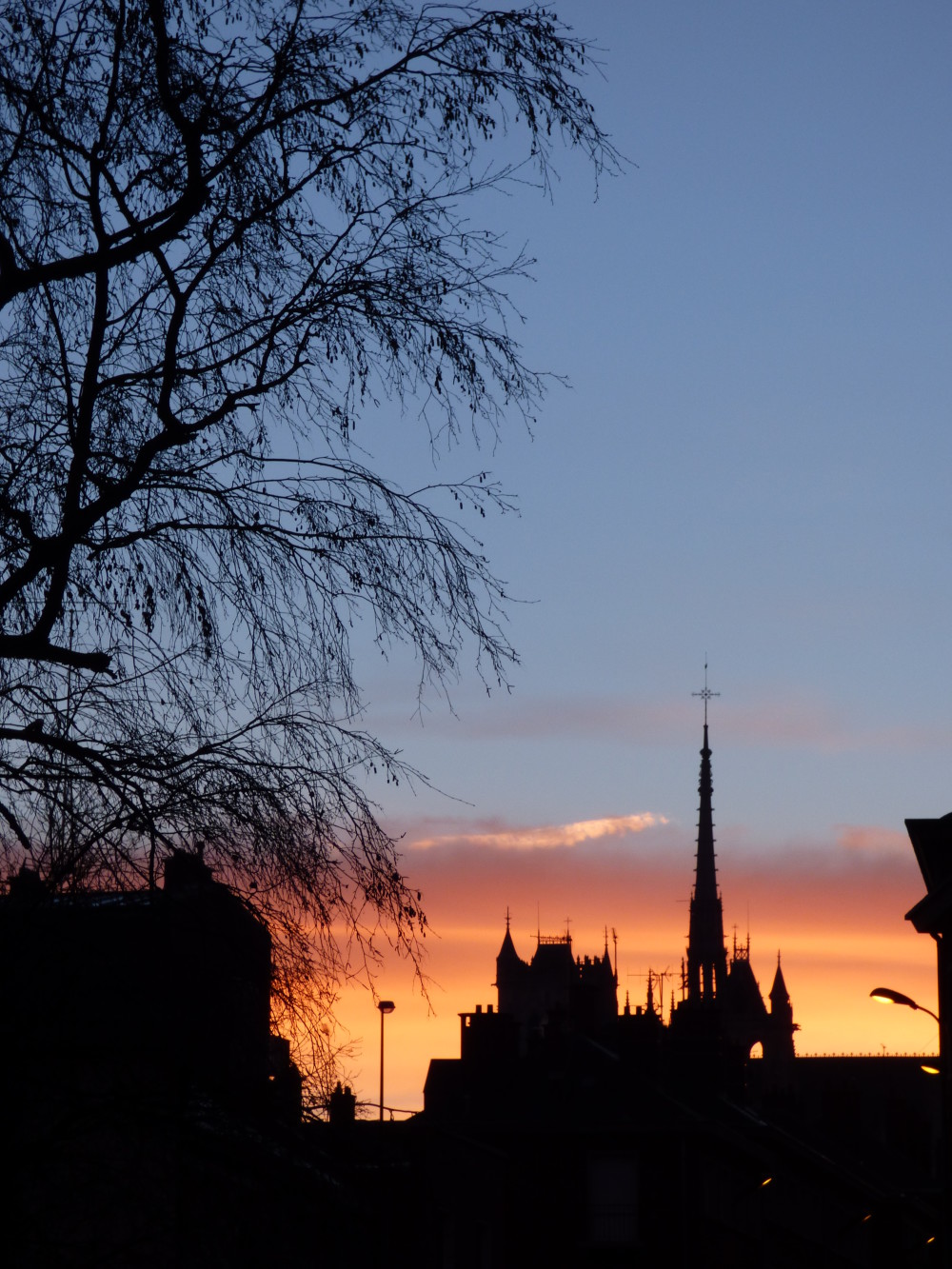 vue sur la cathédrale un matin d'hiver